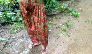 Sister Outdoor Pissing and getting Fucked In the Farm Bathroom by Old man