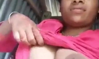 Chaste girl displays boobs