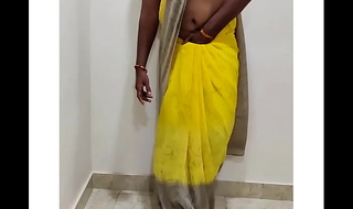 Indian housewife ID card in saree with an increment of moaning