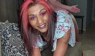 Desi Indian tattooed slattern gets her nightfall dumps butt and nefarious cunt spanked wits a white guy's hands