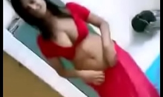 Desi X-rated Sweeping Alongside Red-hot Sari