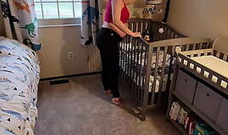 Pregnant step Mom gets stuck in crib and son has to come help her get out