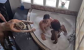 Spa bath three girls one guy fuckfest xxx reverse gangbang xxx Interracial