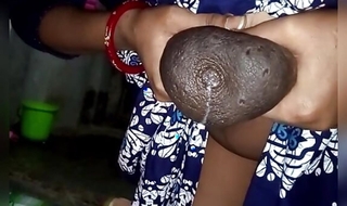 Milk Desi girl Boobs Pressing Nipple with milk