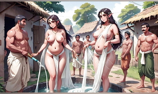 AI Generated Images of Horny Anime Indian women & Elves having fun & common bath