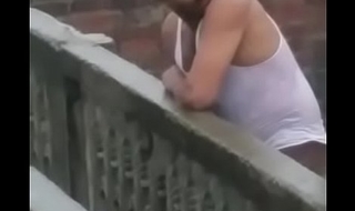 Desi uncle masturbating his monster cock at roof